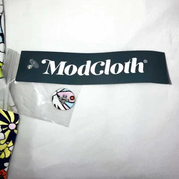 ModCloth Fit & Flare Midi Dress Retro 50s Blue Whimsical Floral Cat Cotton Sz 0 - Picture 6 of 8